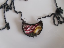 Handcrafted pendant made of antique faience using the Tiffany technique
