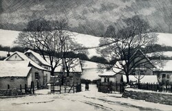 Domokos Gaal (1940-2009): winter in the pilis - numbered, marked etching, framed