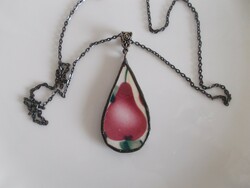 Handcrafted pendant made of antique faience using the Tiffany technique