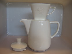 Large, old melitta coffee pot with funnel, cream white