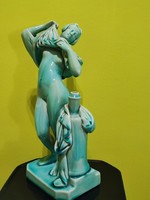 Zsolnay with base glaze female nude pitcher