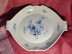 Beautiful, blue rose-patterned porcelain serving bowl, centerpiece