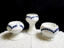 GDR Echt Weimar Kobalt Art Deco porcelán készlet: váza, gyertyatartó, hamutál, hamu tartó