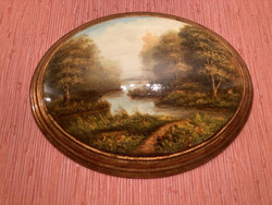 Painting oil relief landscape