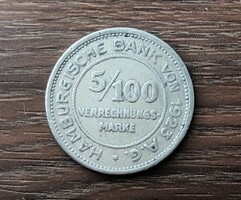 5/100 Verrechnungsmark települesi pénz 1923,Németország Hamburg