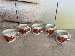Zsolnay red flower pattern porcelain mugs a40