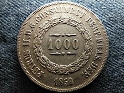 Brazil ii. Péter (1831-1889) .917 Silver 1000 reis 1859 (id65344)