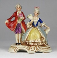 1N062 old small German porcelain rococo pair on pedestals