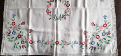 Antique crocheted embroidered tablecloth
