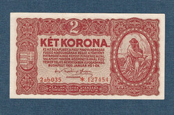 2 Korona 1920 Magyar kiadás 2ab sorozatszám csillagos EF - aUNC