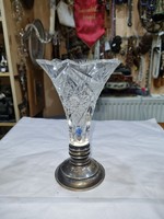 Old silver crystal vase with base