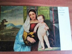 Antik művész képeslap, Tiziano, Madonna