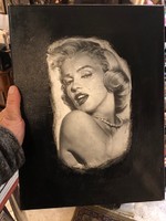 Marilyn Monroe festmény, olaj, vászon, 45 x 35 cm-es nagyságú.
