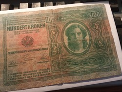 Osztrák-magyar bankjegy 100 korona 1912 régi  papírpénz Történelmi, kereskedelmi különlegesség