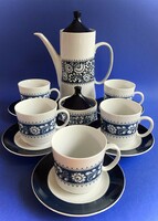 Alföldi vitrin cappuccinos készlet kék népi mintás teáskészlet