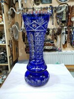 Old large blue crystal vase