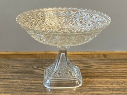 Art deco molded glass fruit bowl with a base