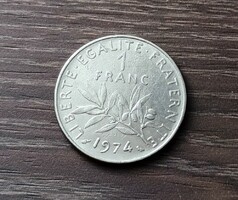 1 frank,Franciaország 1974