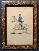 Teasing jockey - watercolor - equestrian painting
