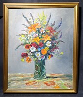 Velten Armand (1890-1974): Színes virágcsendélet - aszódi festőművész