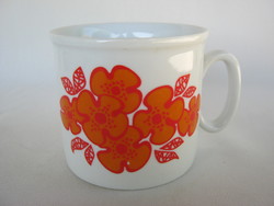 Zsolnay porcelán narancs virágos bögre