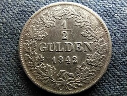 Grand Duchy of Baden i. Lipót (1830-1852) .900 Silver 1/2 gulden 1842 (id68684)