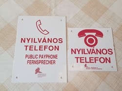 Nyilvános telefon fém tábla