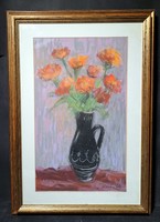 Dienes István (1905-1977): Virágcsendélet (pasztell)