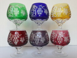 6 db csodálatos színes kristály kehely, kristály pohár