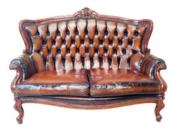 A683 Gyönyörű  barokk stílusú chesterfield  bőr kanapé