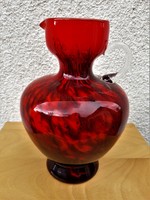 Vintage jelzett olasz Opaline Florence üveg váza, kancsóváza