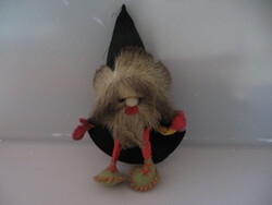 Collectible, old Scandinavian real fur gnome, elf, dwarf