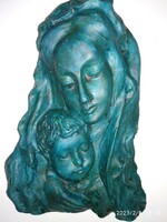 Anya gyermekkel, Szűz Mária kis Jézussal domború kép, gyönyörű gipsz falidísz