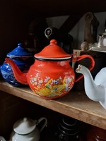 Red Enamel Enameled Peacock Coffee Pot Coffee Pot Pot Heirloom Antique Nostalgia