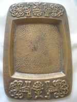 Antique Hungarian folk motif bronze heavy jewelry storage rarity for sale