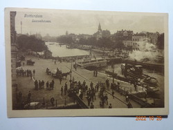 Régi képeslap: Hollandia, Rotterdam, kikötő, 1910-es évek