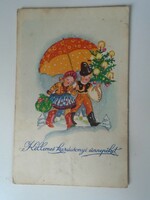 D195337 old postcard - Christmas - 1940k folk costume pallas