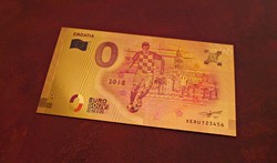 Gold-plated 0 euro souvenir banknote commemorating the 2018 FIFA World Cup - Croatia