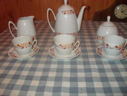 Iris porcelain from Cluj, coffee pourer, sugar holder, milk holder + 3 cups with plate