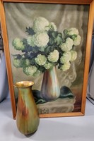 Rare, antique Zsolnay eozin-glazed vase with painting