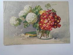 D195433   Régi képeslap - C.Klein  virágok  1920k