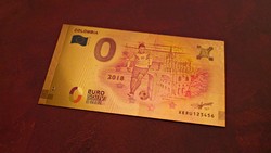 Gold-plated 0 euro souvenir banknote commemorating the 2018 soccer EB - Colombia