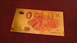 Aranyozott 0 euro souvenir bankjegy a 2018-as foci EB emlékére - Spanyolország