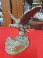 Bronze, copper turul bird figural sculpture.