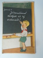 D195352   Régi képeslap - 1950k Újév úttörő - propaganda