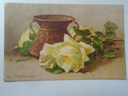 D195434   Régi képeslap - C.Klein  virágok, rózsák,  csendélet  1920k