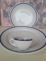 Zsolnay kék csíkos tányérok, csésze