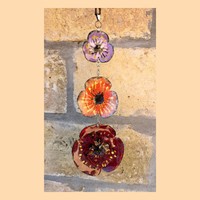 Fire enamel wall decoration with flowers (unique, handmade, new)