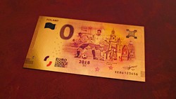 Gold-plated 0 euro souvenir banknote commemorating the 2018 soccer eub - Poland