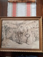 Imre Révész (1859 sátoraljaújhely - 1945 Nagyszőlős) framed etching